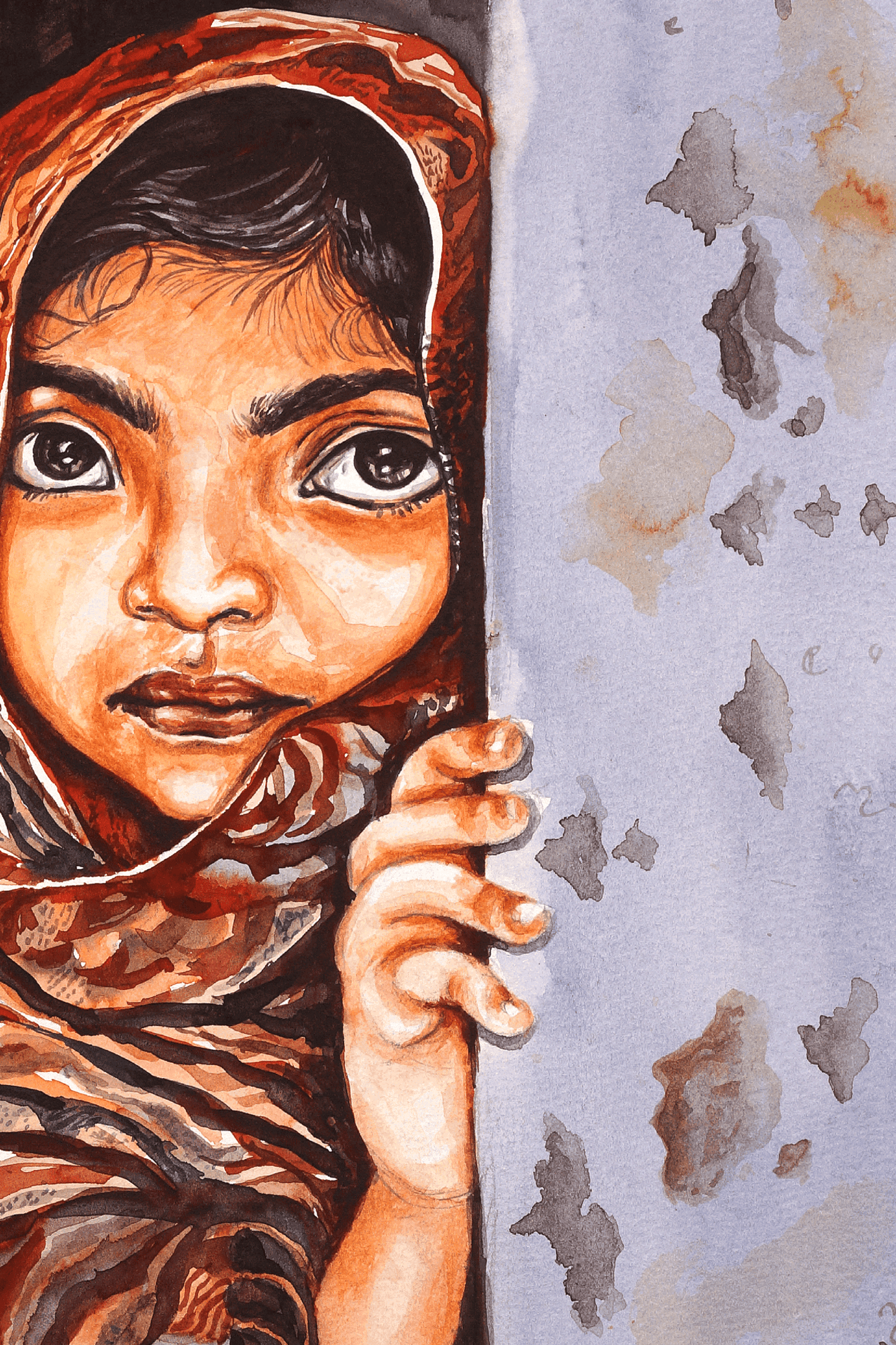 A Watercolor Story of a Poor Girl Watercolor painting Art by Nabanita Ray poor-girl-watercolor-painting