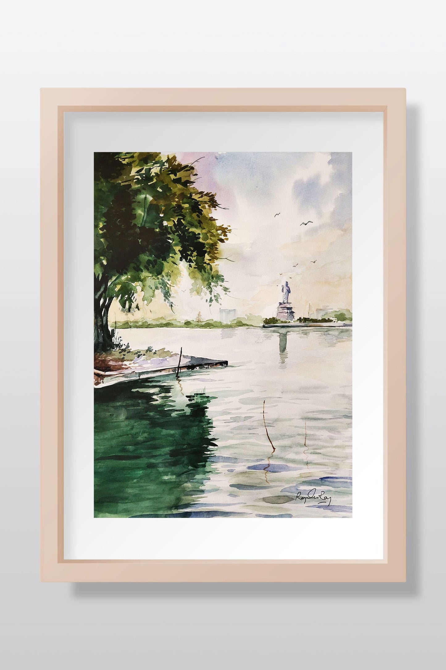 Buddha Statue watercolor scenery Watercolor painting Art by Rajendra Ray buddha-statue-watercolor-scenery
