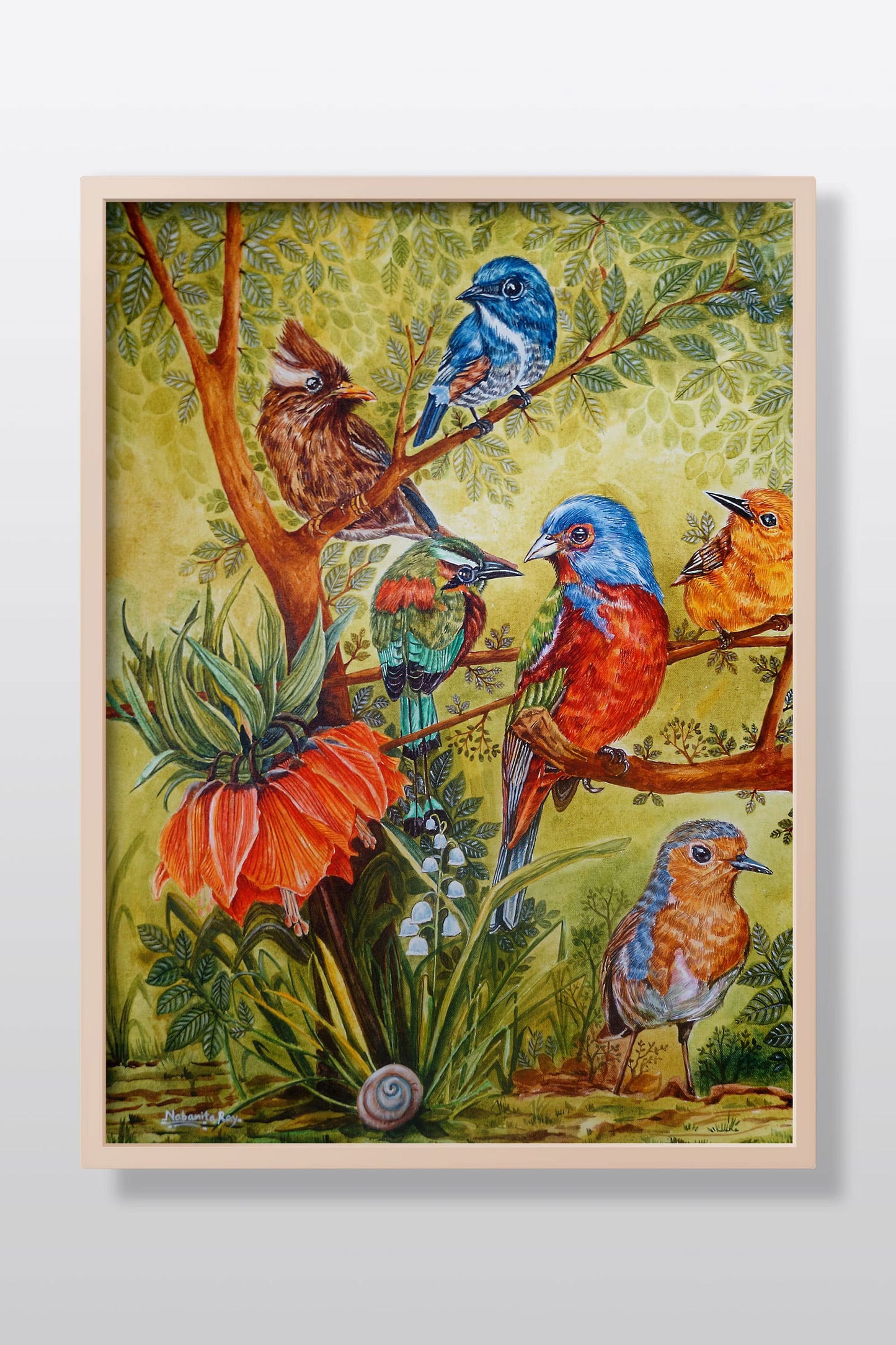 Conversation Acrylic Painting on Stretched Canvas Acrylic Painting Art by Nabanita Ray birds-acrylic-painting