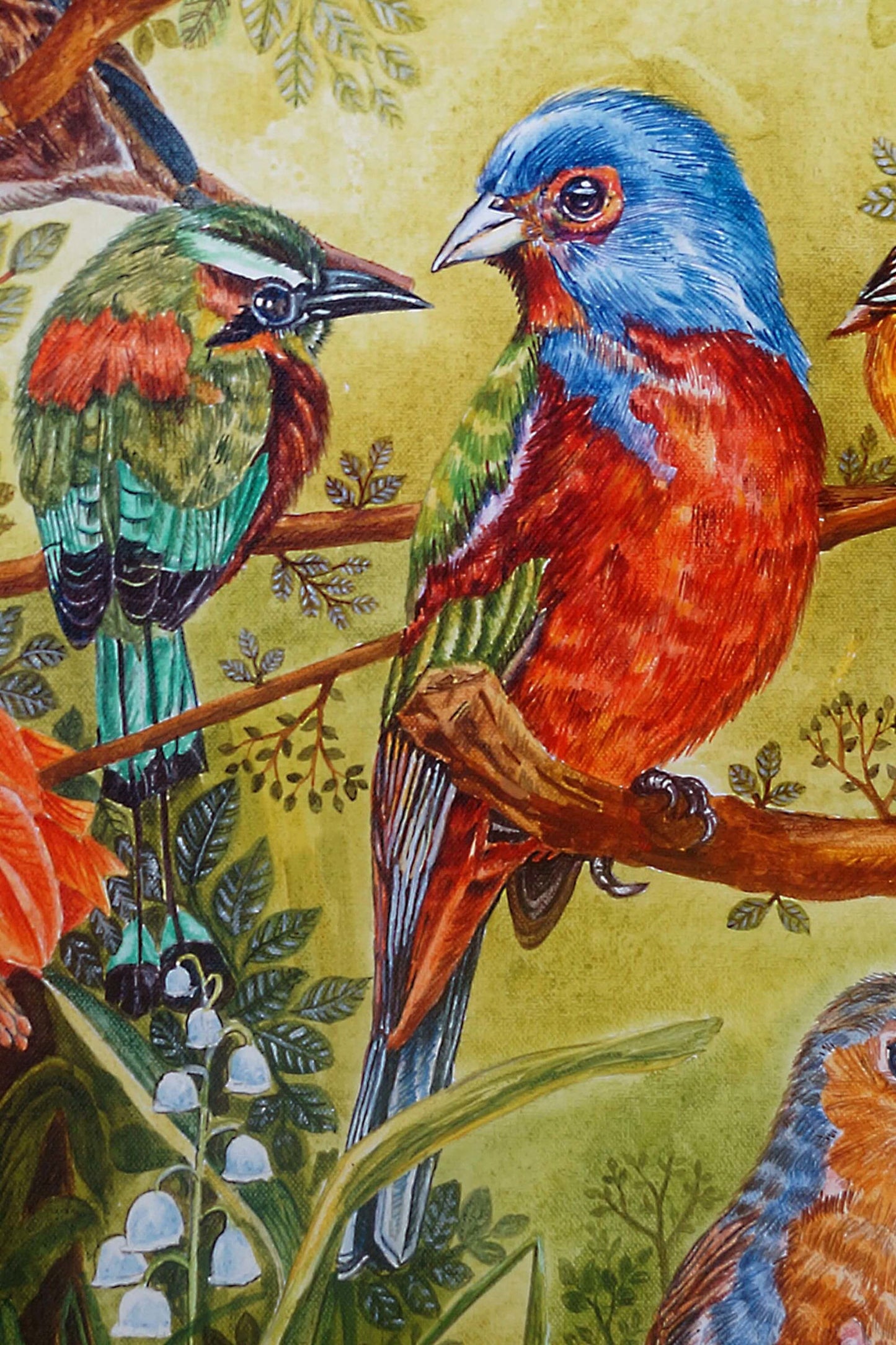 Conversation Acrylic Painting on Stretched Canvas Acrylic Painting Art by Nabanita Ray birds-acrylic-painting