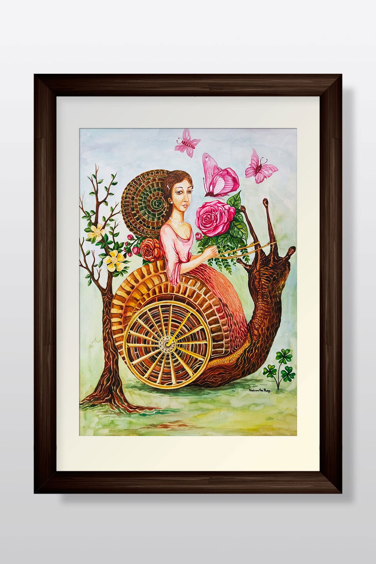 Enchanted Majesty: A Unique Watercolor of a Queen and Her Snail Watercolor painting Art by Nabanita Ray queen-watercolor-painting-copy-copy