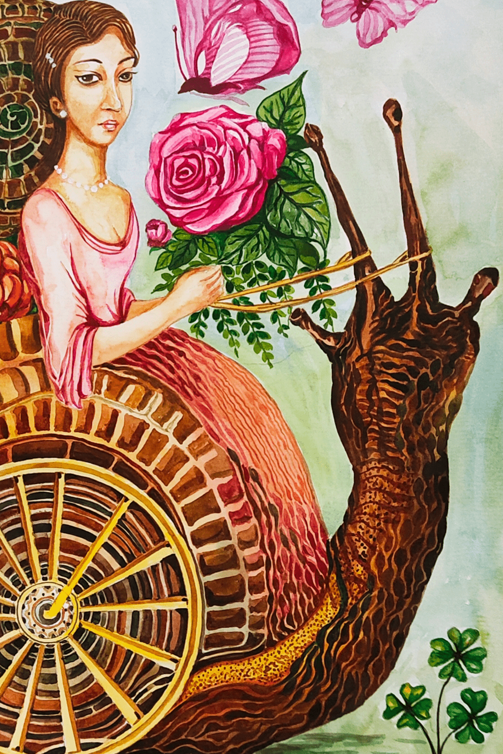 Enchanted Majesty: A Unique Watercolor of a Queen and Her Snail Watercolor painting Art by Nabanita Ray queen-watercolor-painting-copy-copy
