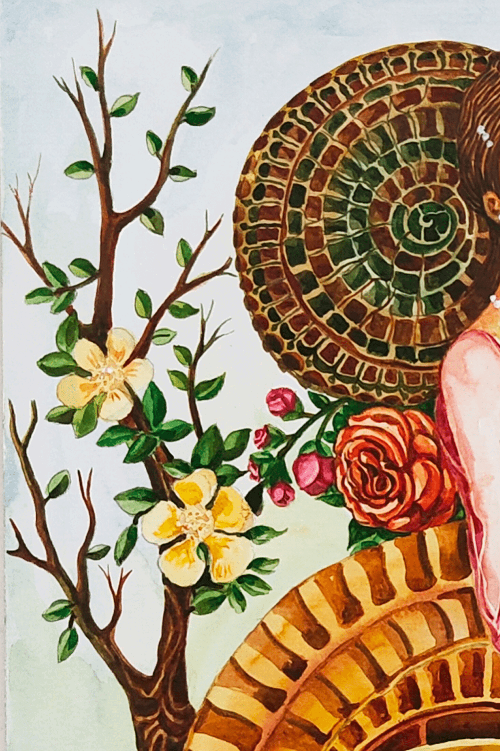 Enchanted Majesty: A Unique Watercolor of a Queen and Her Snail Watercolor painting Art by Nabanita Ray queen-watercolor-painting-copy-copy