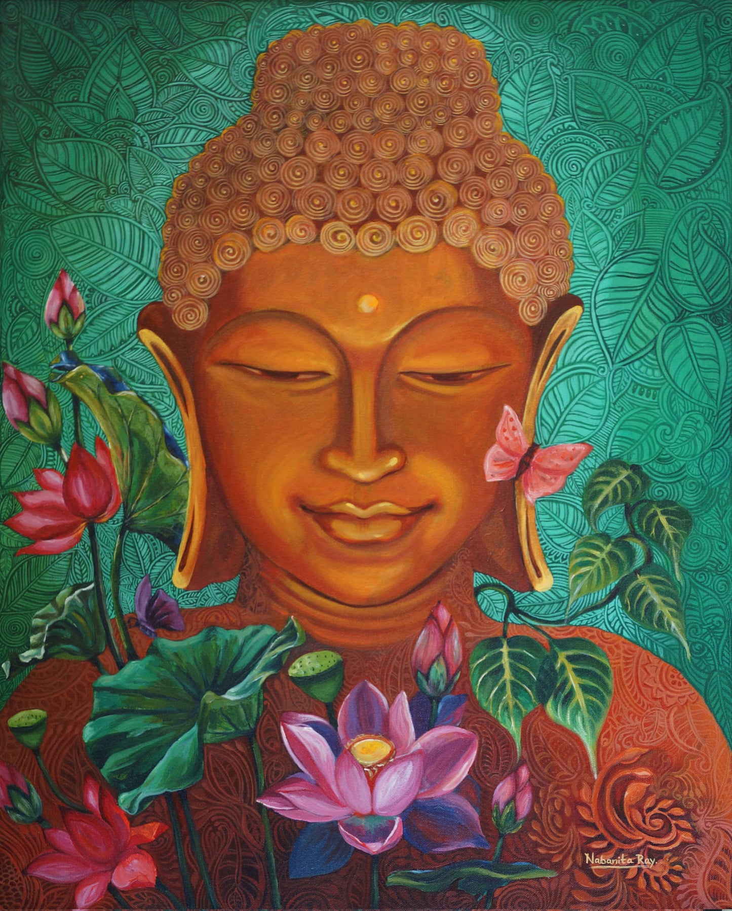 Gautam Buddha Acrylic Painting on Stretched Canvas Acrylic Painting Art by Nabanita Ray buddha-acrylic-painting