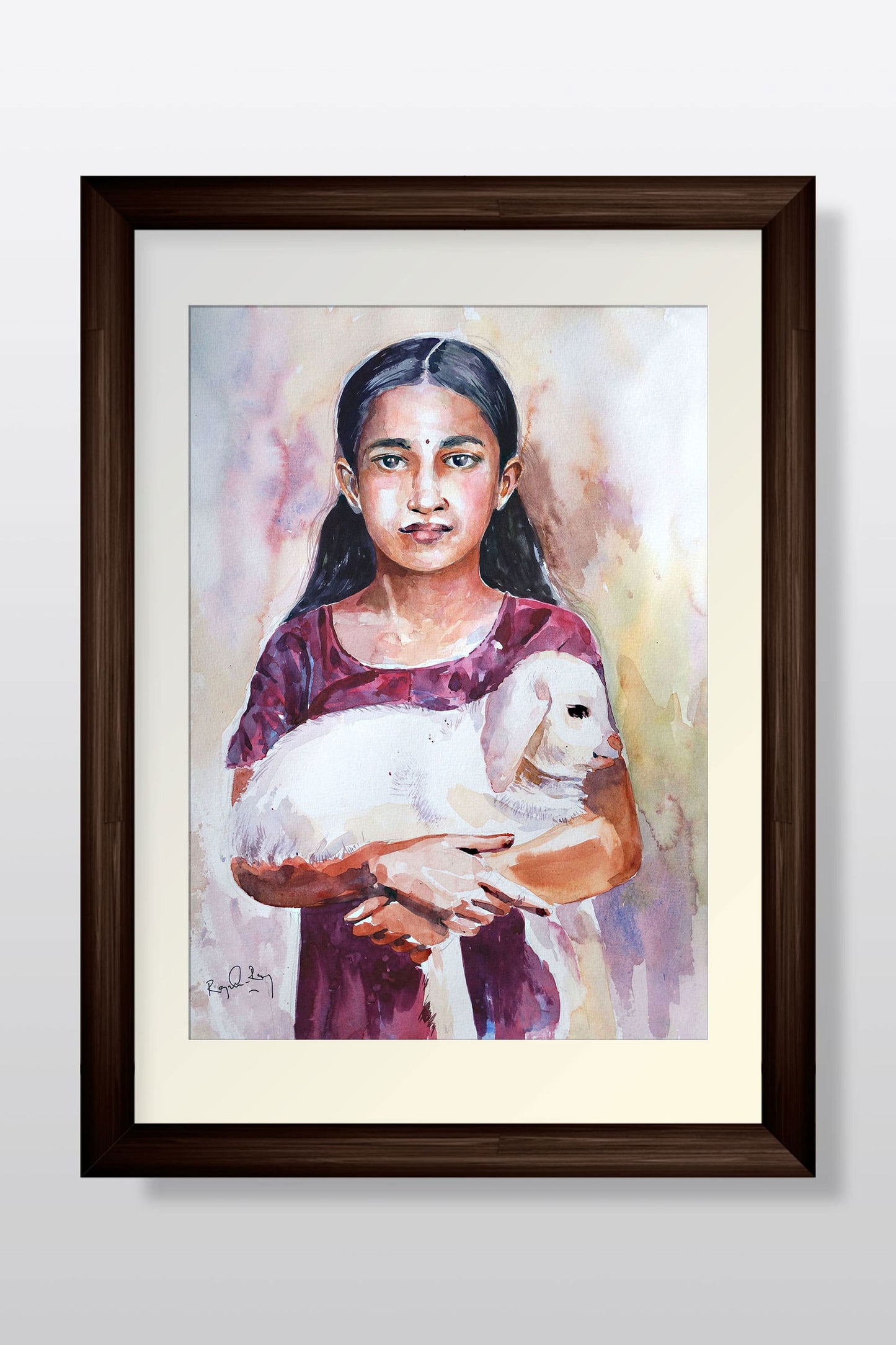 Innocent Girl Watercolor Painting Watercolor painting Art by Rajendra Ray girl-original-watercolor-painting