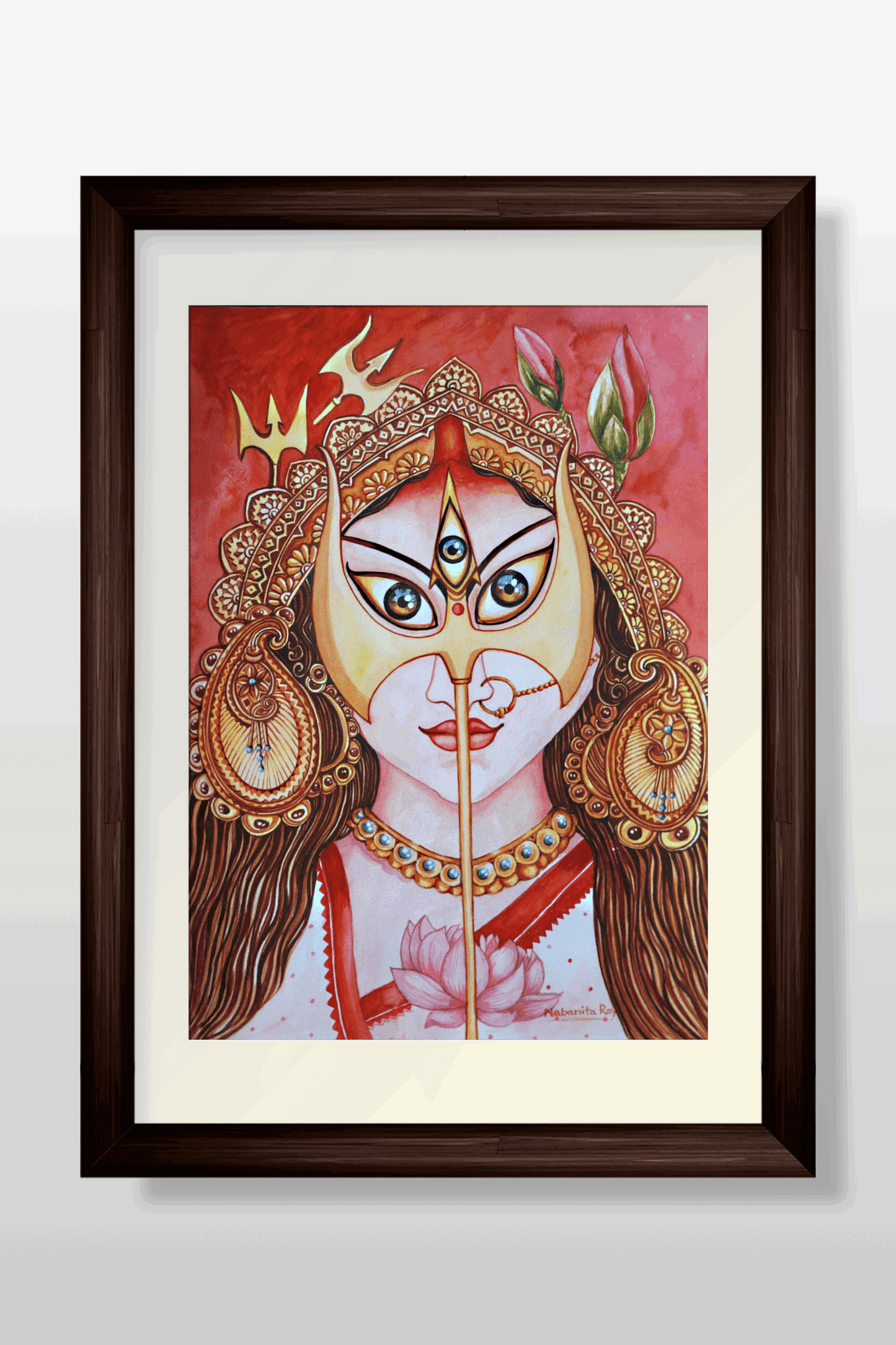 Maa Durga Watercolor painting Watercolor painting Art by Nabanita Ray maa-durga-watercolor-painting