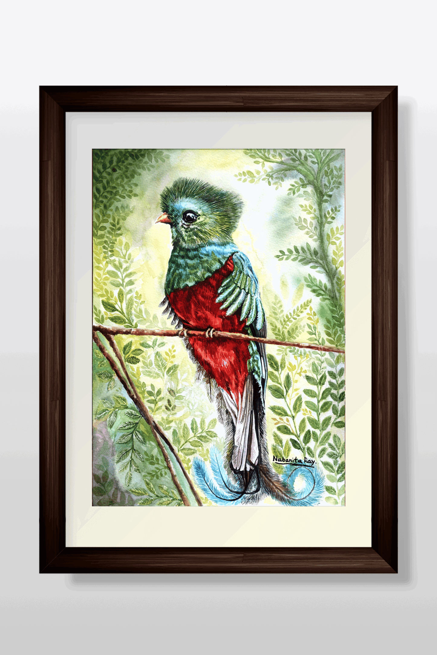 Quetzal Bird Watercolor Painting Watercolor painting Art by Nabanita Ray quetzal-bird-watercolor-painting