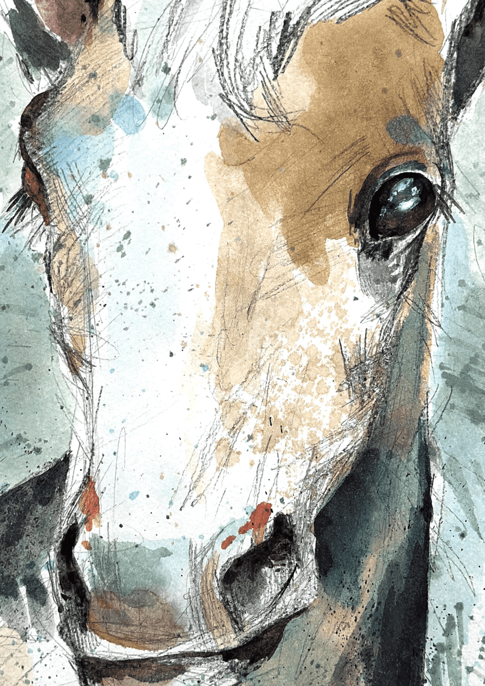 Horse in Bloom: Original Watercolor Painting Watercolor painting Art by Rajendra Ray horse-original-watercolor-painting