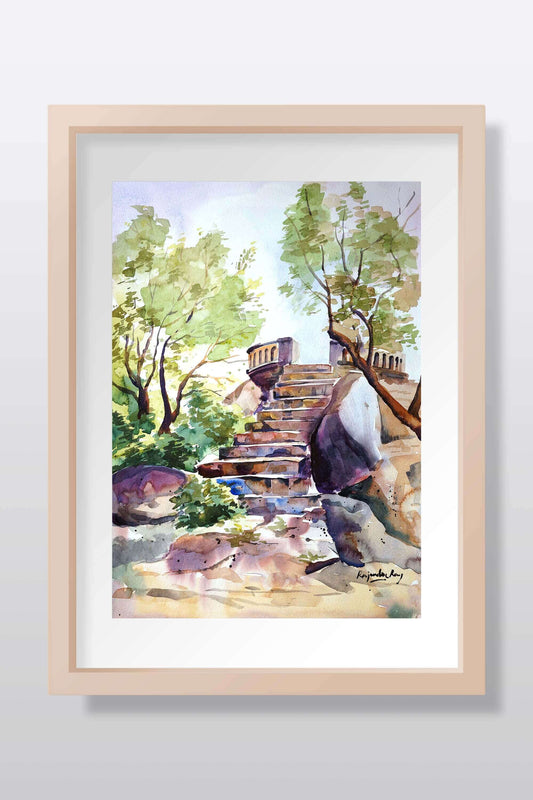 Abandoned Fort watercolor scenery