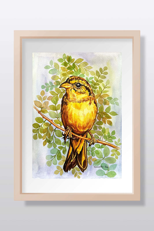 Bird Sitting On A Branch Watercolor Painting