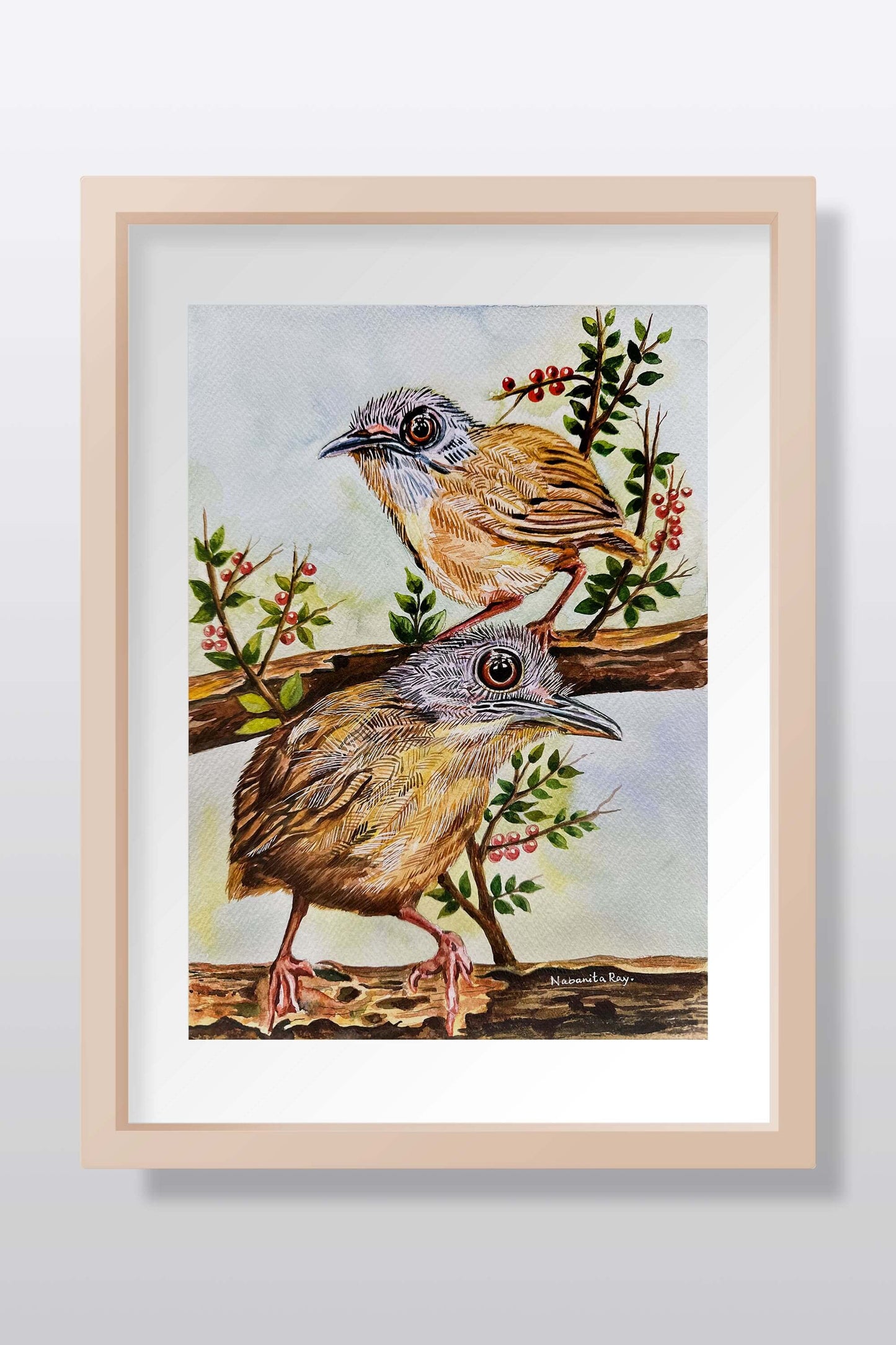 Bird hatchlings Watercolor Painting