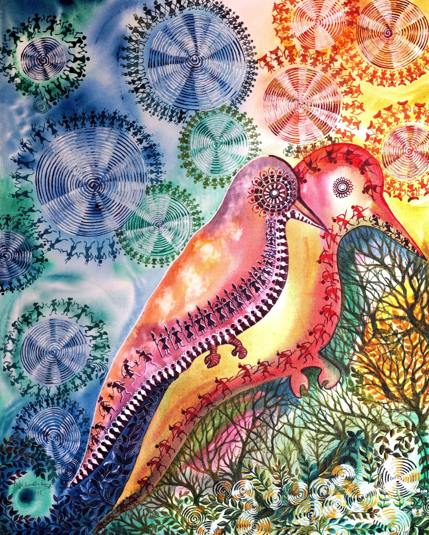 Bird Family Acrylic Painting Acrylic Painting Art by Nabanita Ray bird-family-acrylic-painting