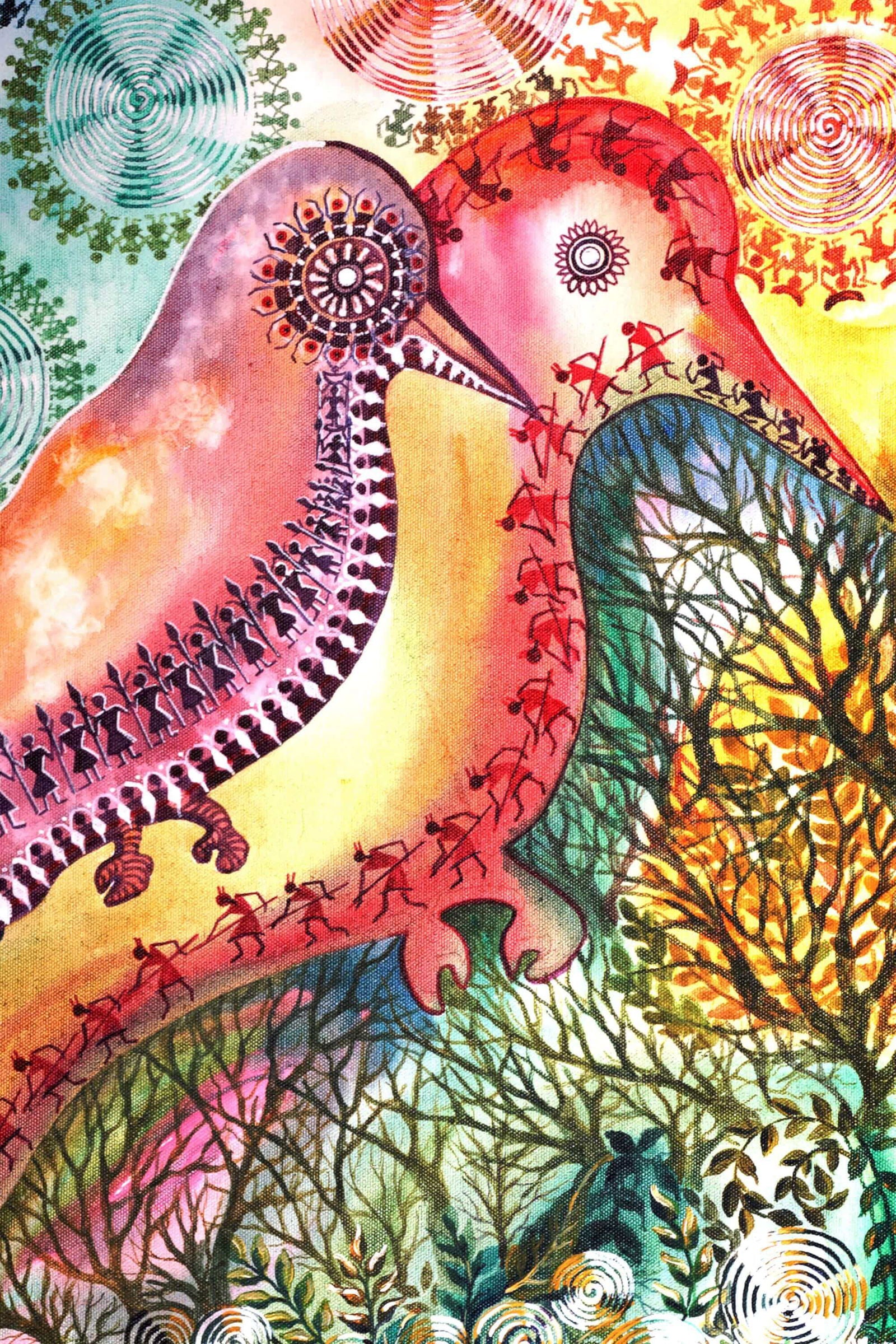 Bird Family Acrylic Painting Acrylic Painting Art by Nabanita Ray bird-family-acrylic-painting