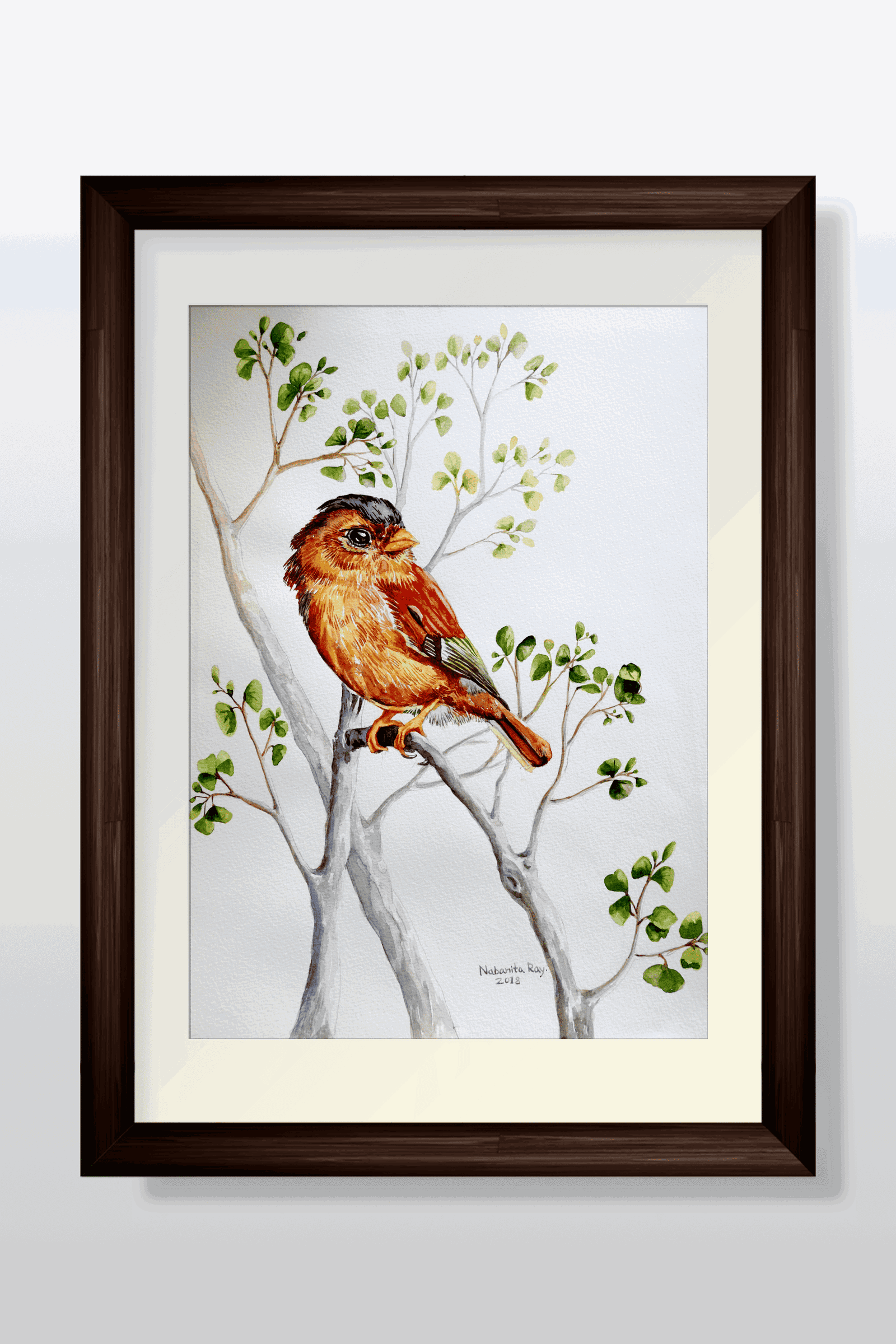 Black-capped piprites Watercolor Painting Watercolor painting Art by Nabanita Ray a-hen-in-spring-watercolor-painting-copy