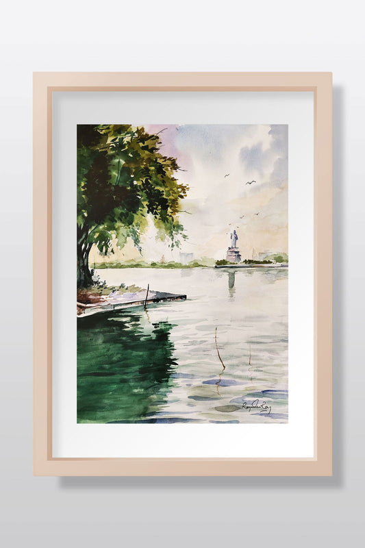 Buddha Statue watercolor scenery Watercolor painting Art by Rajendra Ray buddha-statue-watercolor-scenery