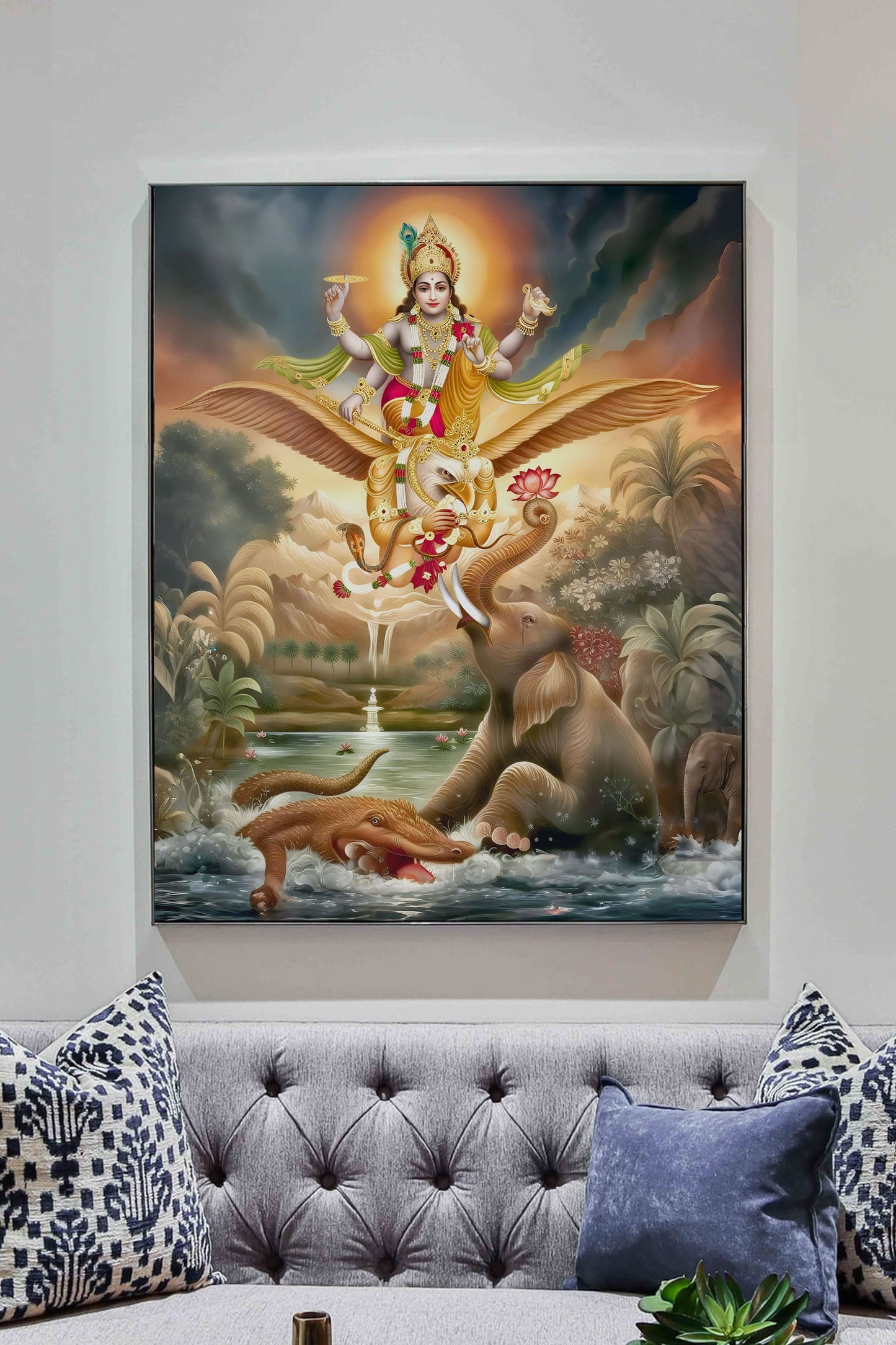 Gajendra Moksha Digital Painting: Epic Hindu Mythology Art in Stunning 4K Detail (2025)