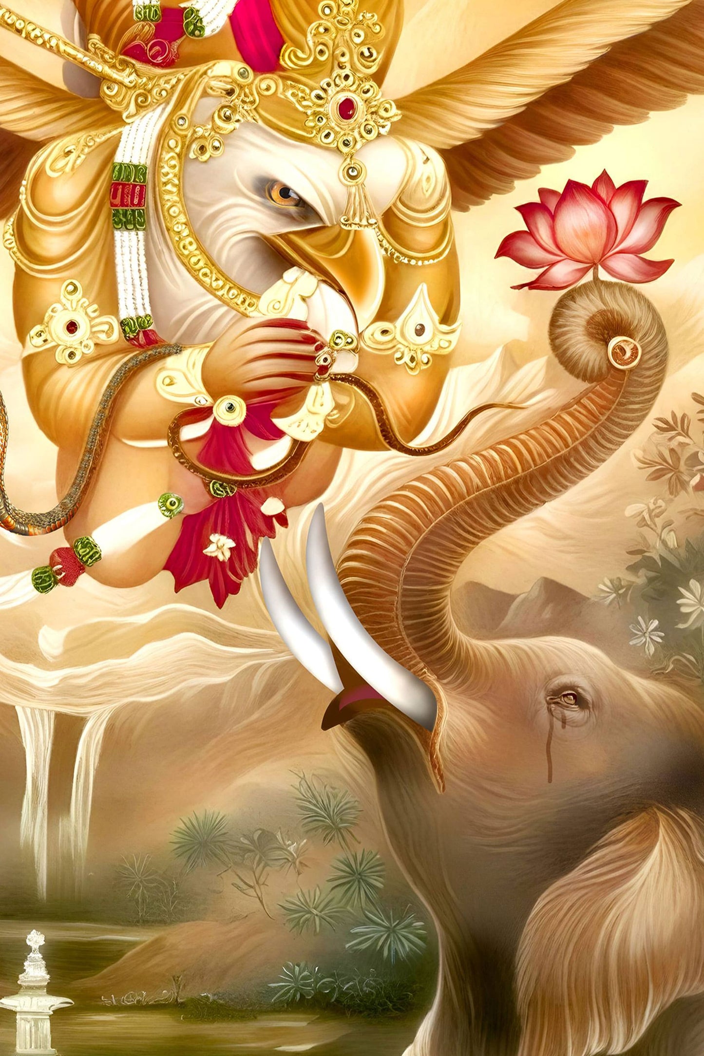Gajendra Moksha Digital Painting: Epic Hindu Mythology Art in Stunning 4K Detail (2025)