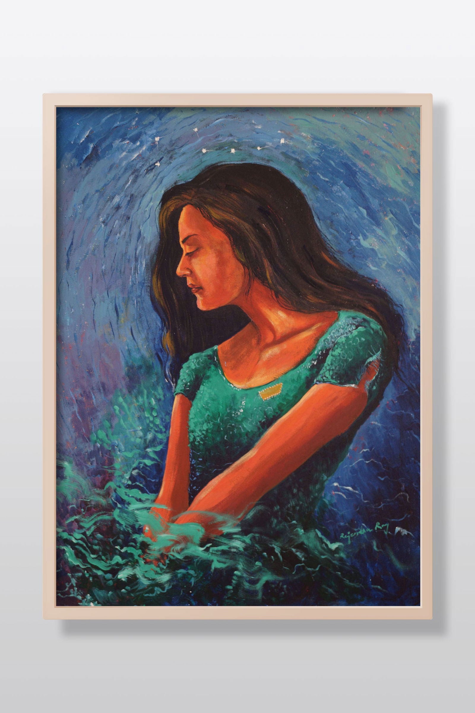 Girl Acrylic Painting | My Imagination 3 Acrylic Painting Art by Rajendra Ray girl-acrylic-painting