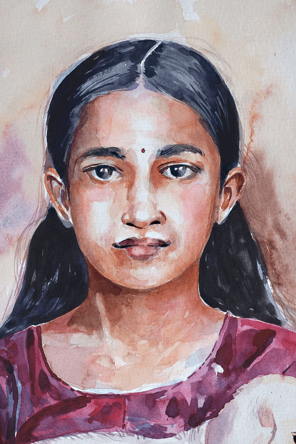 Innocent Girl Watercolor Painting Watercolor painting Art by Rajendra Ray girl-original-watercolor-painting