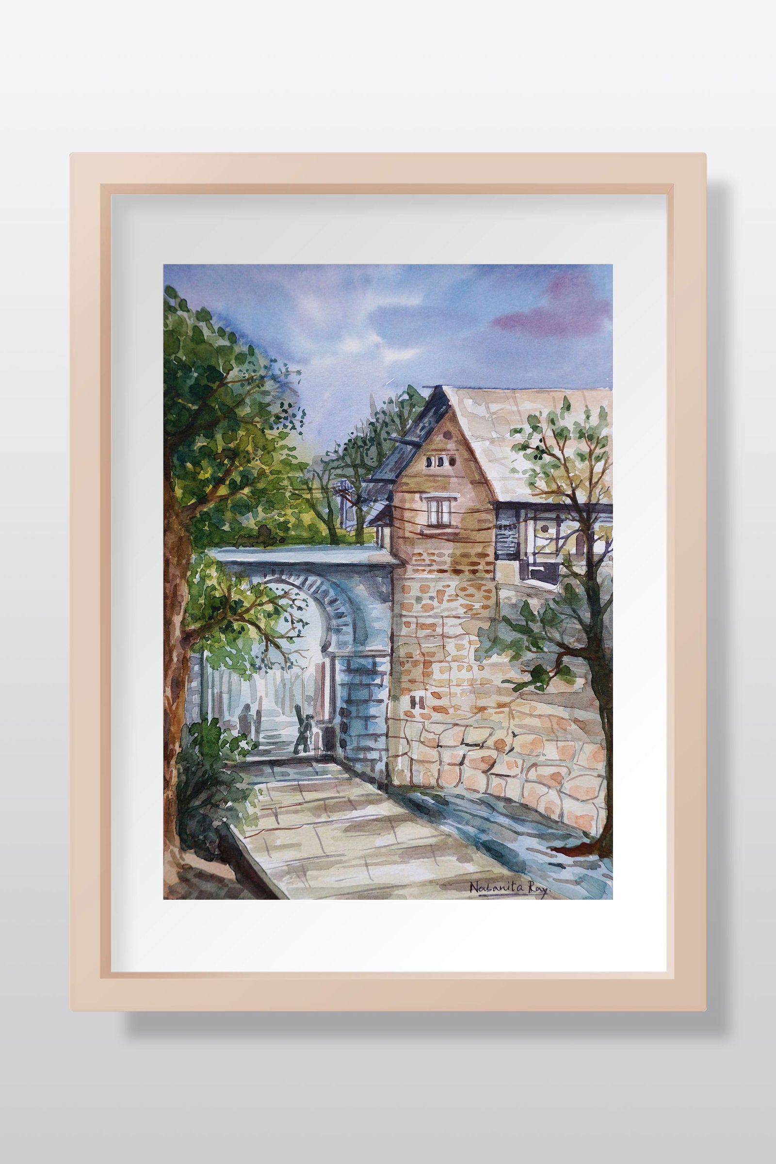 Urban Serenity: A Watercolor Cityscape Painting Watercolor painting Art by Nabanita Ray scenery-watercolor-painting-copy