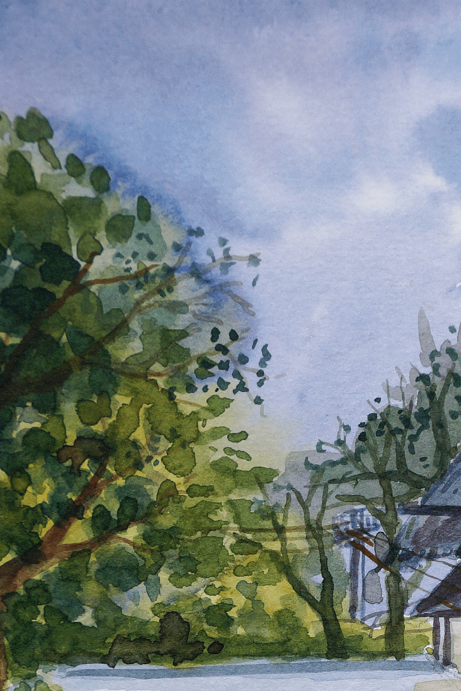 Urban Serenity: A Watercolor Cityscape Painting Watercolor painting Art by Nabanita Ray scenery-watercolor-painting-copy