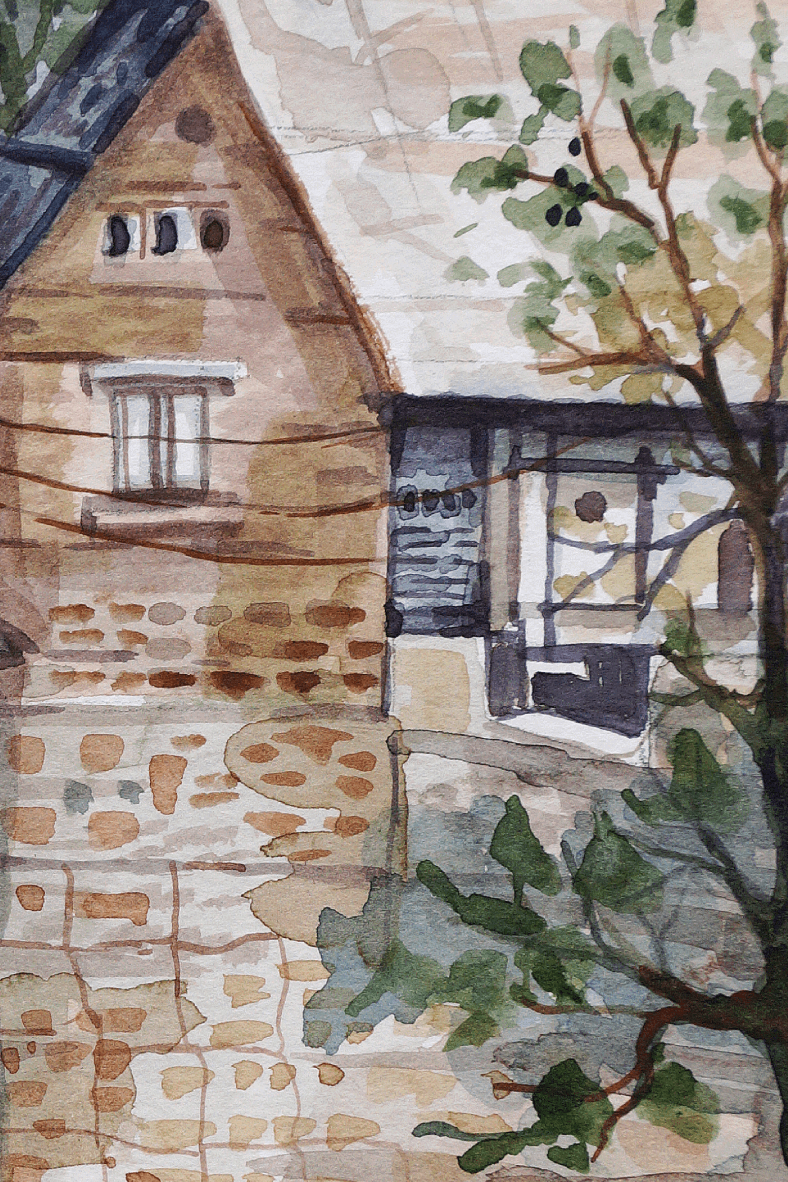 Urban Serenity: A Watercolor Cityscape Painting Watercolor painting Art by Nabanita Ray scenery-watercolor-painting-copy