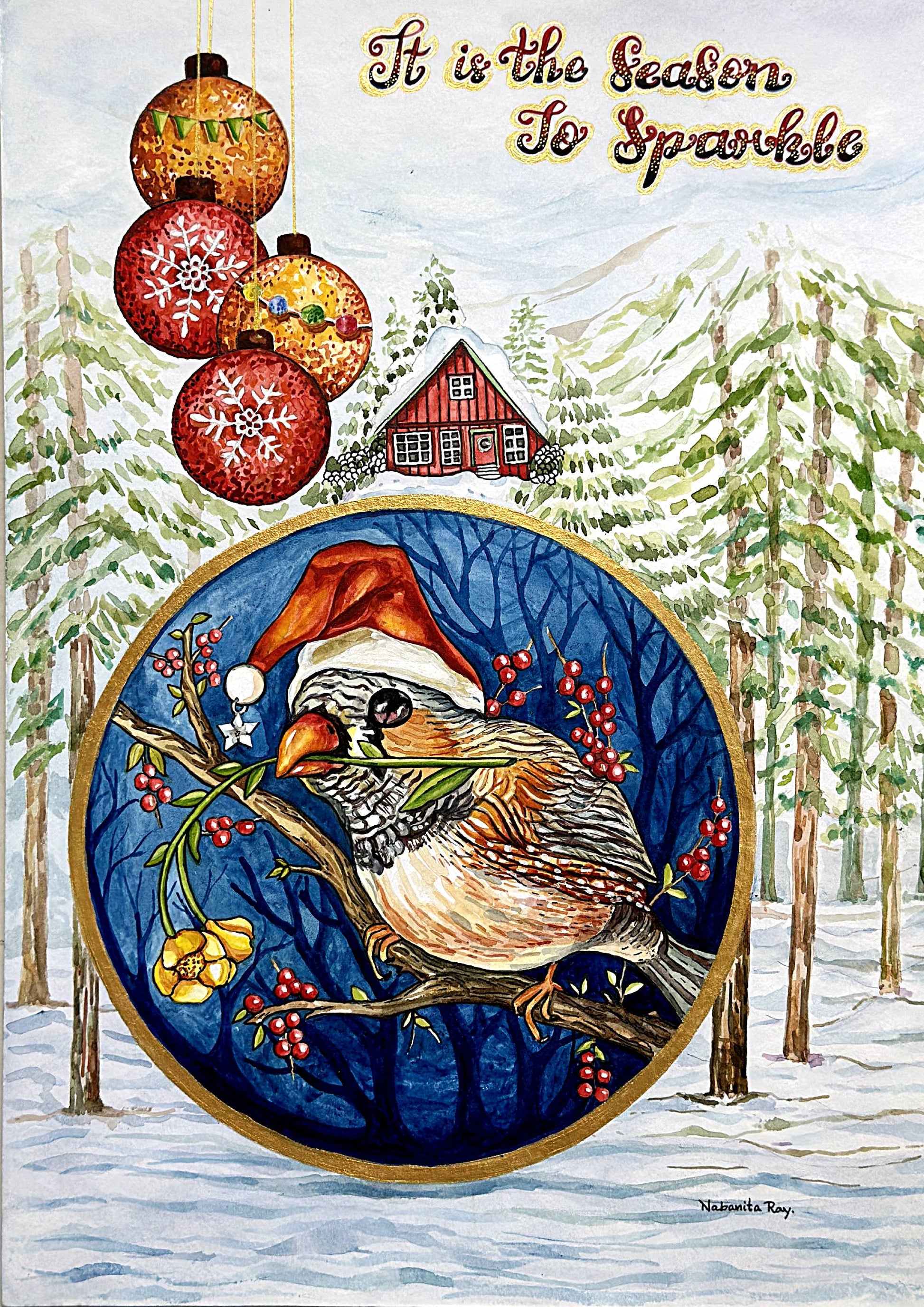Capture the Spirit of Christmas with Unique Watercolor Paintings Watercolor painting Art by Nabanita Ray ch-watercolor-painting