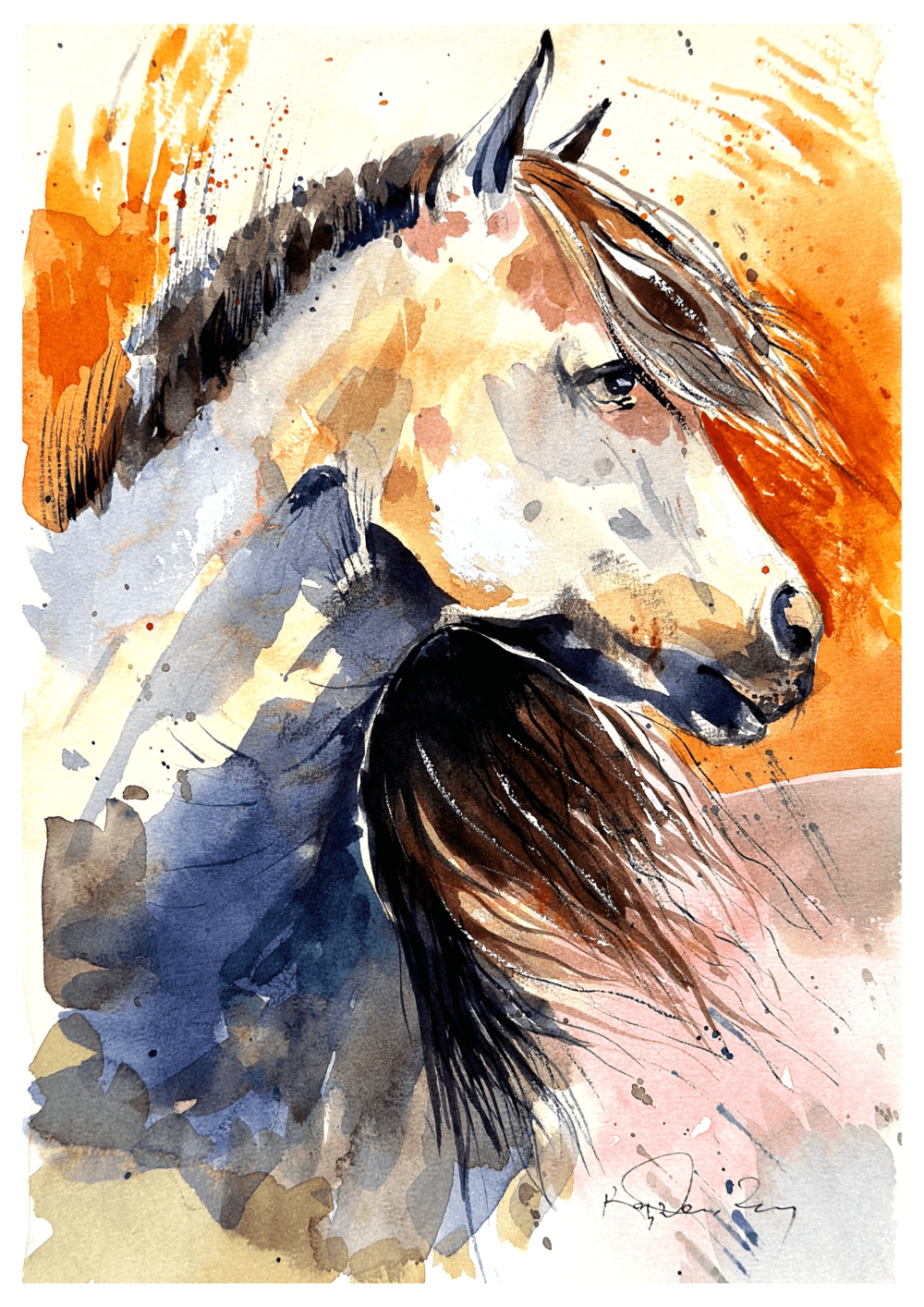 Stunning Watercolor Horse Watercolor painting Art by Rajendra Ray stunning-watercolor-horse