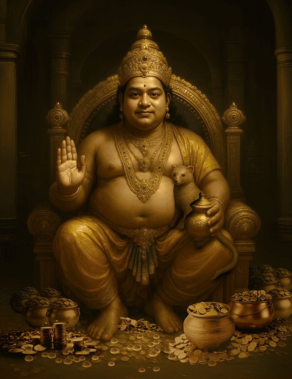 God Kubera Digital Painting – Wealth, Prosperity & Abundance | Vastu-Approved Wall Art for Home & Office