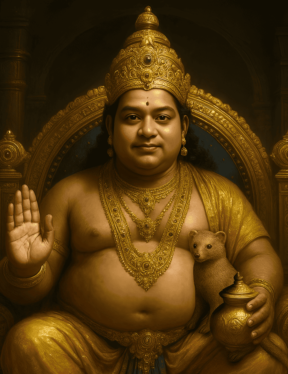 God Kubera Digital Painting – Wealth, Prosperity & Abundance | Vastu-Approved Wall Art for Home & Office